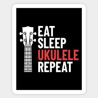 Eat Sleep Ukulele Repeat Ukulele Headstock Dark Theme Sticker